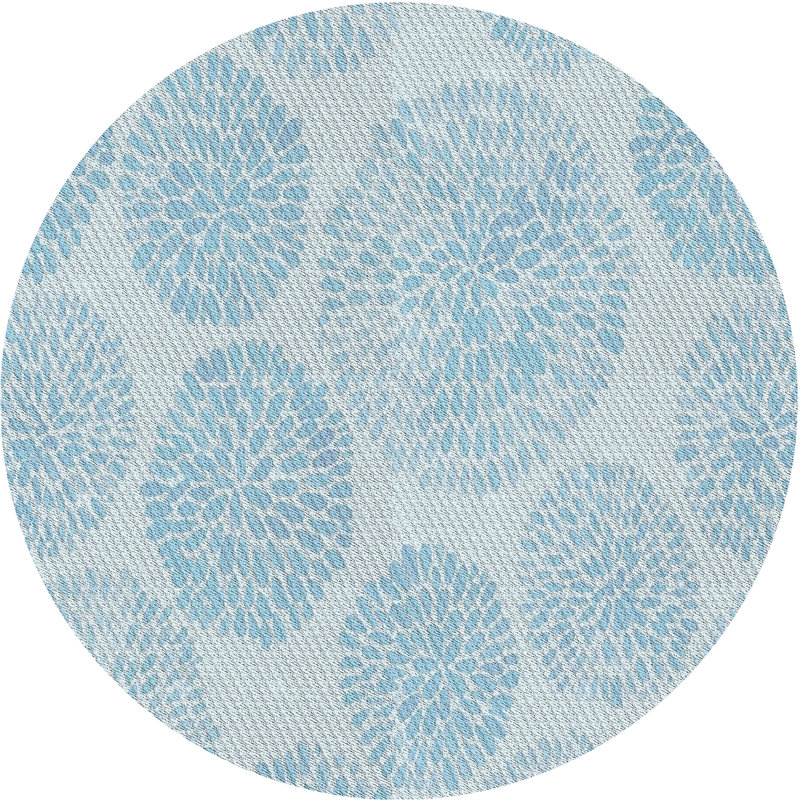 Tapis de zone bleue à motifs, Rond 7 pi