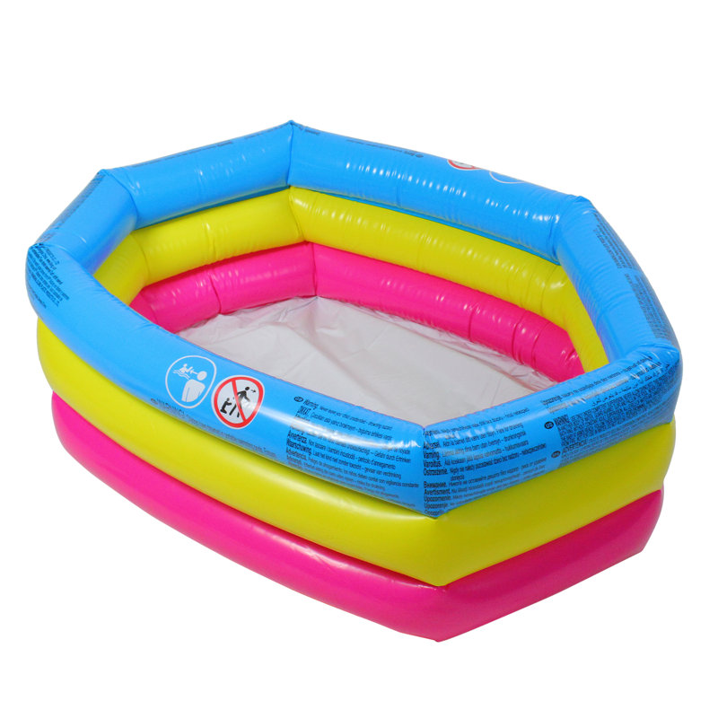 Piscine gonflable pour enfants 30 "à trois anneaux rose et jaune