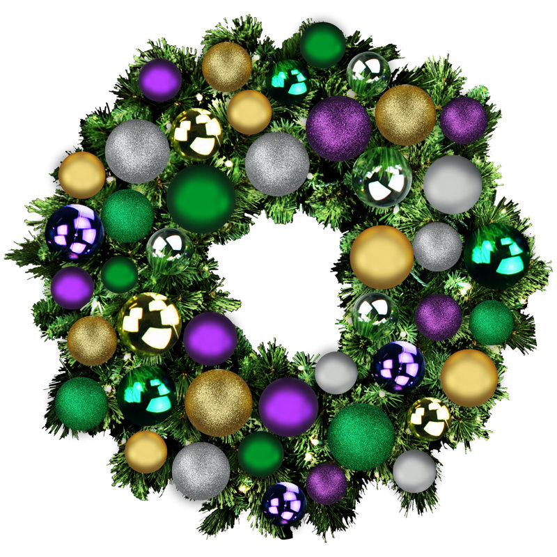 Couronne lumineuse, H 8 po x l 48 po x P 48 po, Mauve / vert / or