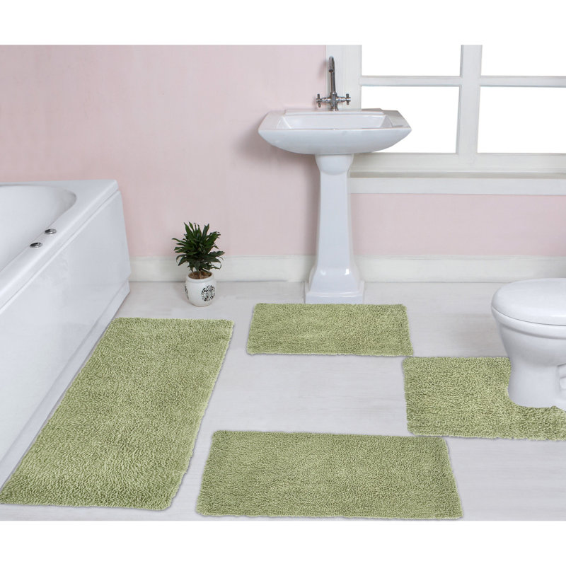 Hazlett 4 Piece Bath Rug Set, Sage