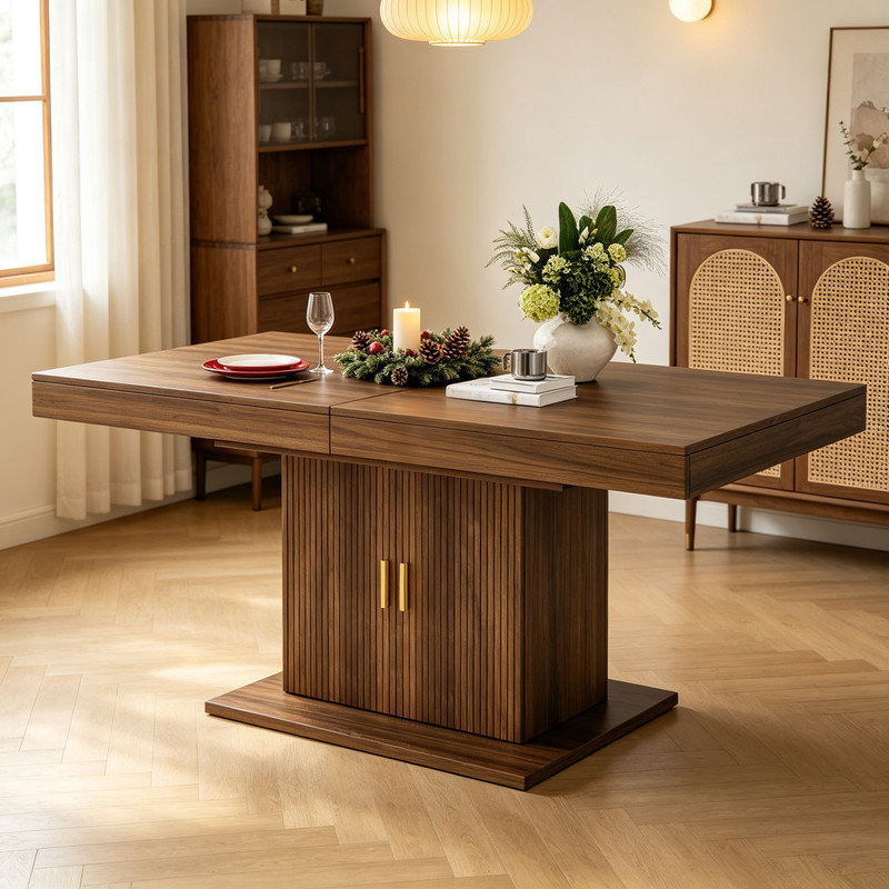 180.01 cm Extendable Dining Table, Walnut