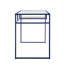 Modern Glass Top Writing Desk With Blue Finish And Functional Storage