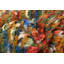 Tapis décoratif bleu en laine de conception unique 5 pi 2 po x 7 pi 10 po noué à la main New Age