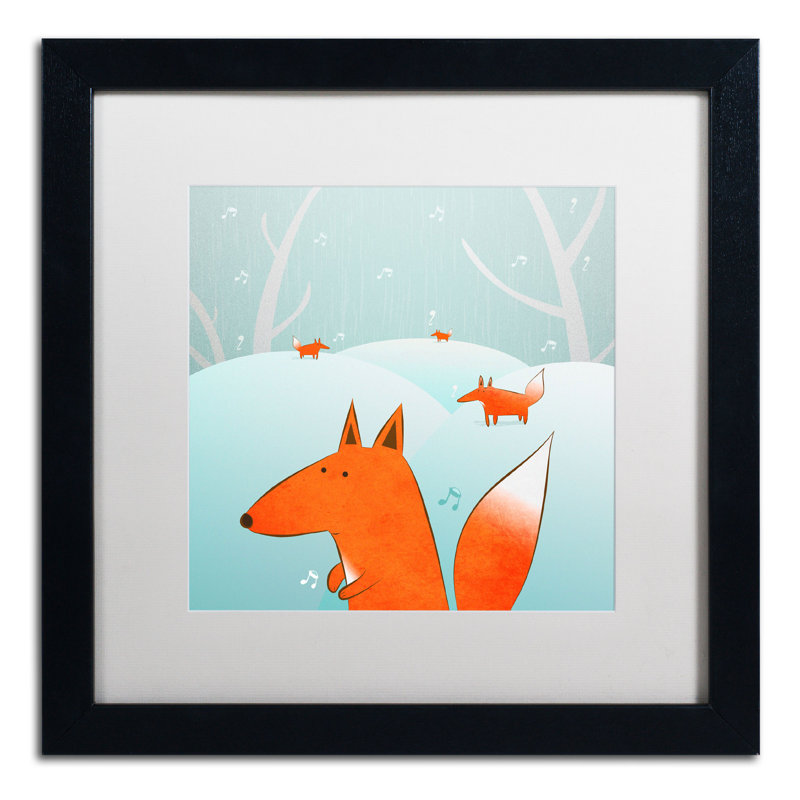 "winter foxes" par carla martell, art encadré, Blanc, H 16 po x l 16 po