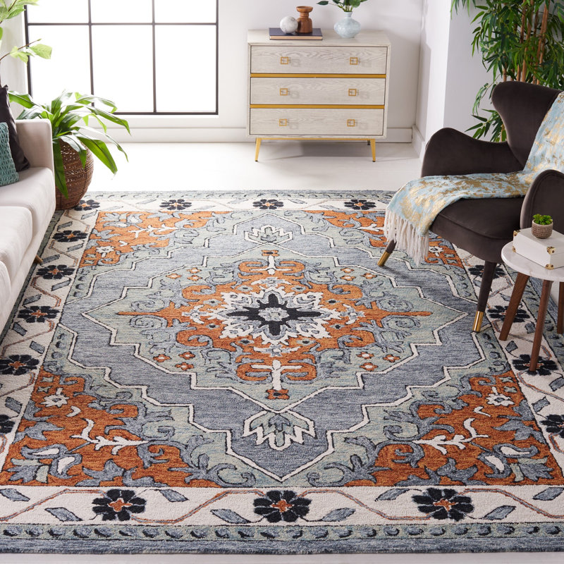 Dinkens Hand Tufted Wool/Cotton/Latex Rug in Brown/Gray, Rectangle 8' x 10'