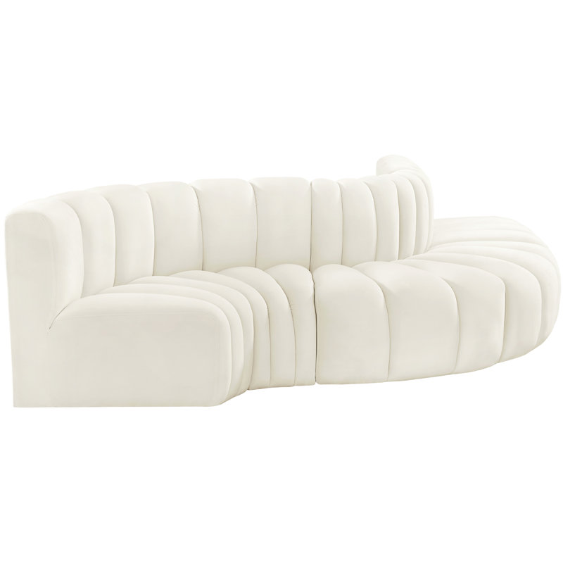 Hiu Upholstered Curved Sectional Reversible, Cream Velvet