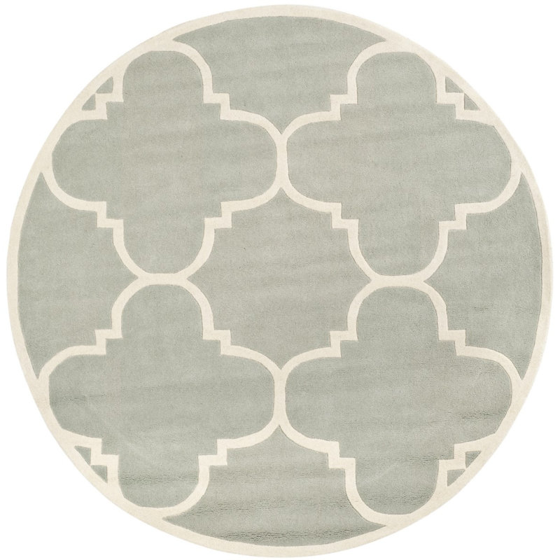 Carolene Hand Tufted Wool Geometric Rug, Round 5'