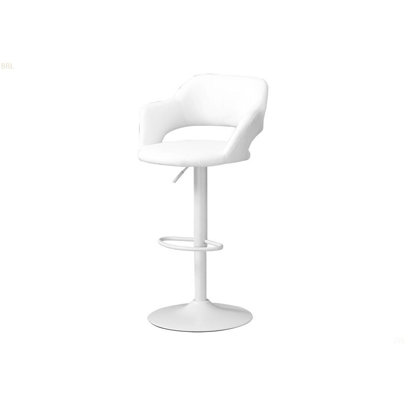 Tabouret de bar, pivotant, hauteur de bar, réglable, métal chromé, contemporain, moderne, Blanc