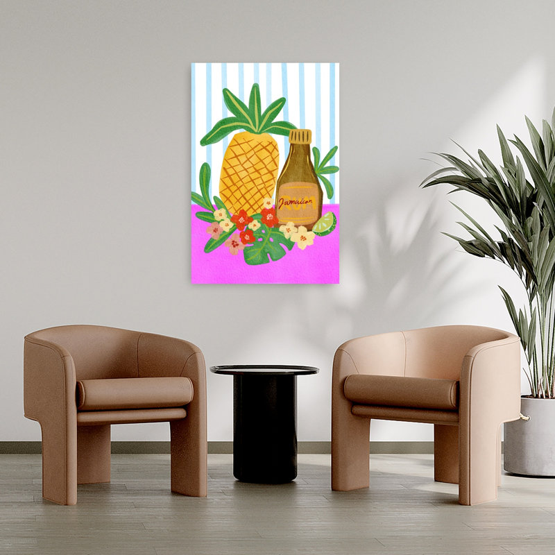 Jamaican Rum Pineapple Colorful Vibrant Abstract Fruit Summer Wall Art Print, 91.44cm H x 60.96cm W