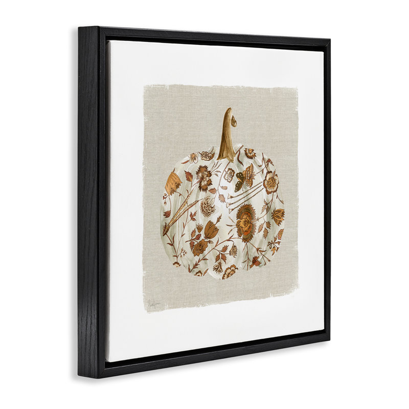 Cadre flottant Red Harvest Pumpkin, design par Livi Finn, Cadre flottant noir de jais, H 18 po x l 18 po