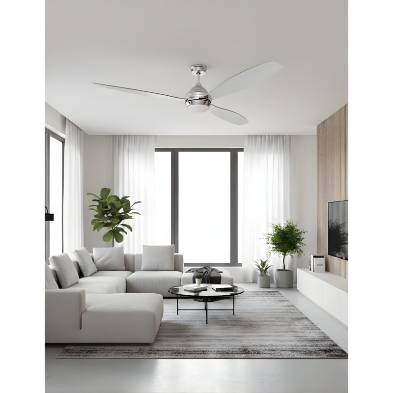 Ventilateur de plafond 60 po avec lumières DEL Gruenbaum, Chrome