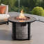 Table ronde au propane de 91 cm (36 po), foyer extérieur au gaz de 50 000 BTU avec structure en acier, support de bouteille dissimulé, pierres de lave, couvercle et housse pour patio, terrasse ou cour arrière - Gris