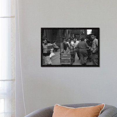 Charles James Story Men Pushing Carts (NYC, 1949) by Ruth Orkin - Print on Canvas