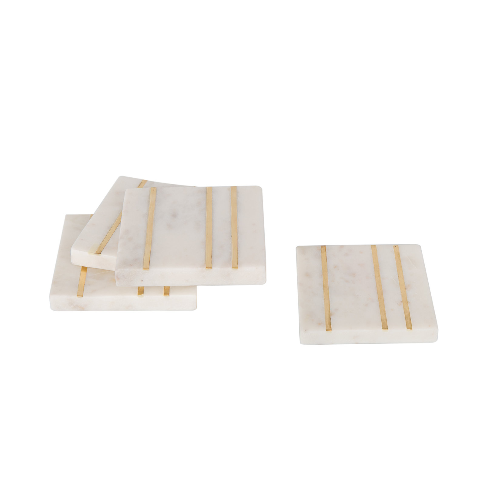 Broome Gold Inlay Marble Square Coaster Set