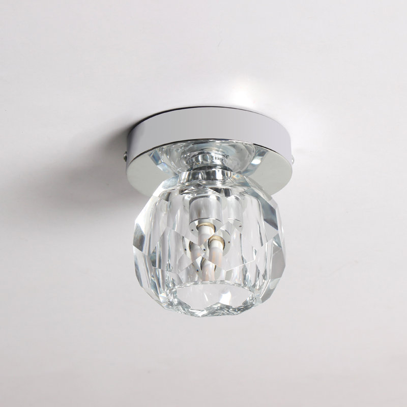 Plafonnier encastré en cristal 1 lumière 4,7 po Munshi, Chrome