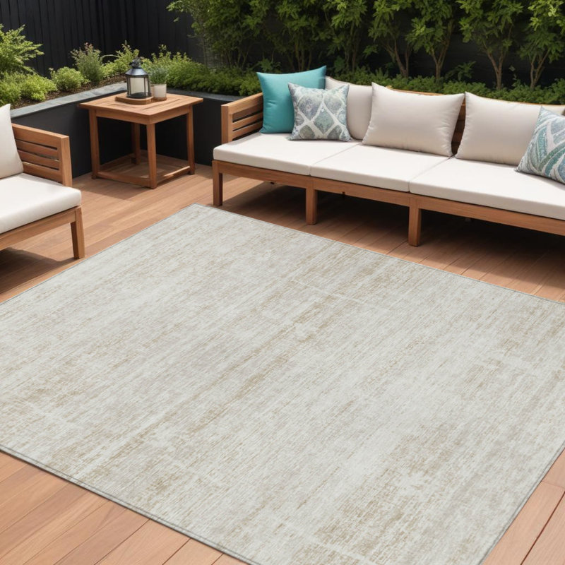 Tapis intérieur lavable abstrait beige ivoire 10 pi x 14 pi