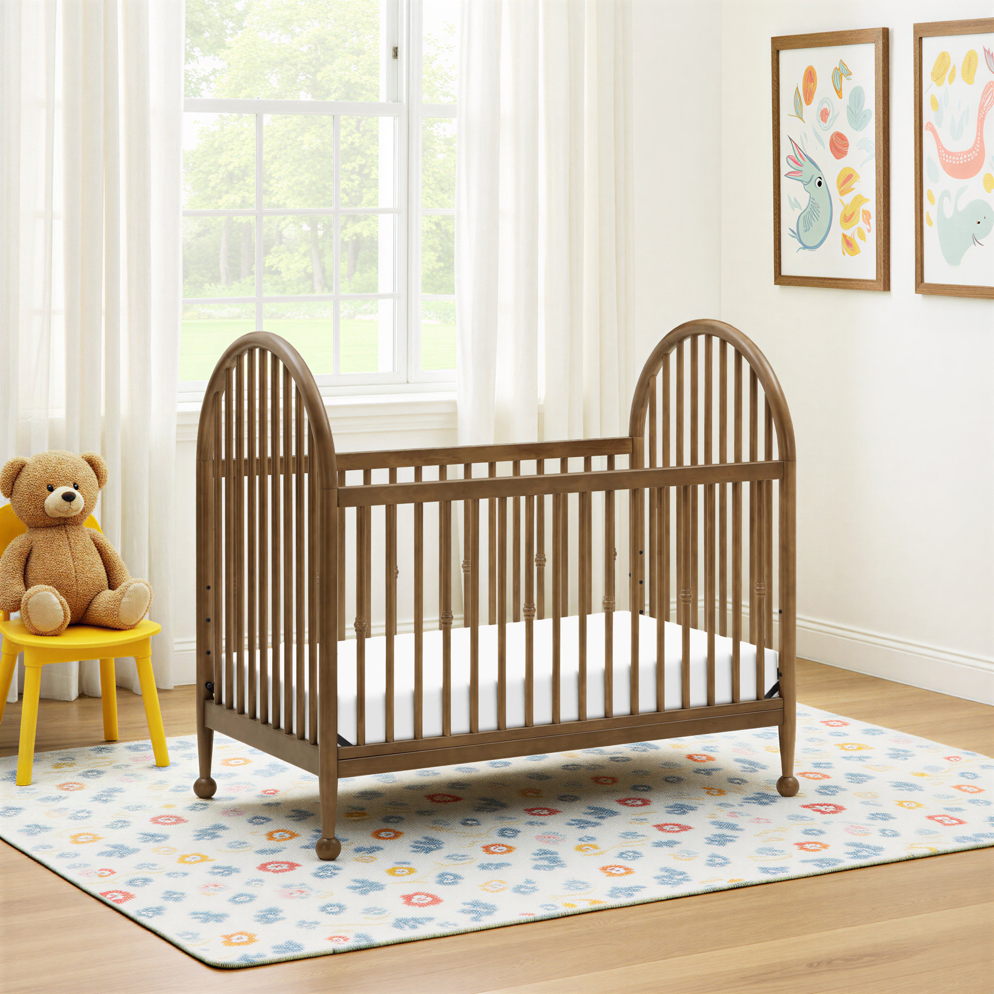 Greenguard Gold Certified 3 -in-1 Convertible Crib, Natural Walnut