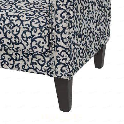 Chaise d'appoint à motif de vigne bouclée noire avec pieds en bois massif brun foncé
