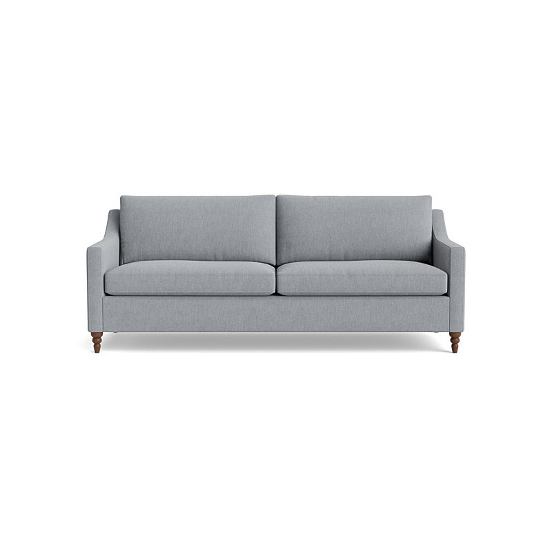 Vera Sofa (85"), Walnut Finish (Turned), Performance Weave - Zinc