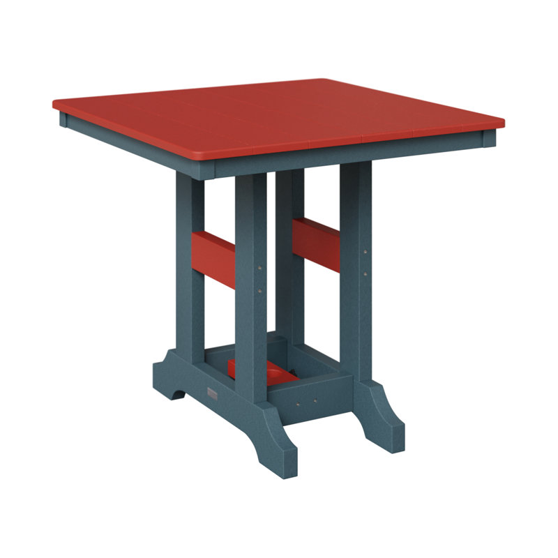 Garden Classic Outdoor Square Bar Table, 39.5" H x 33" W x 33" D, Scarlet Red, Slate