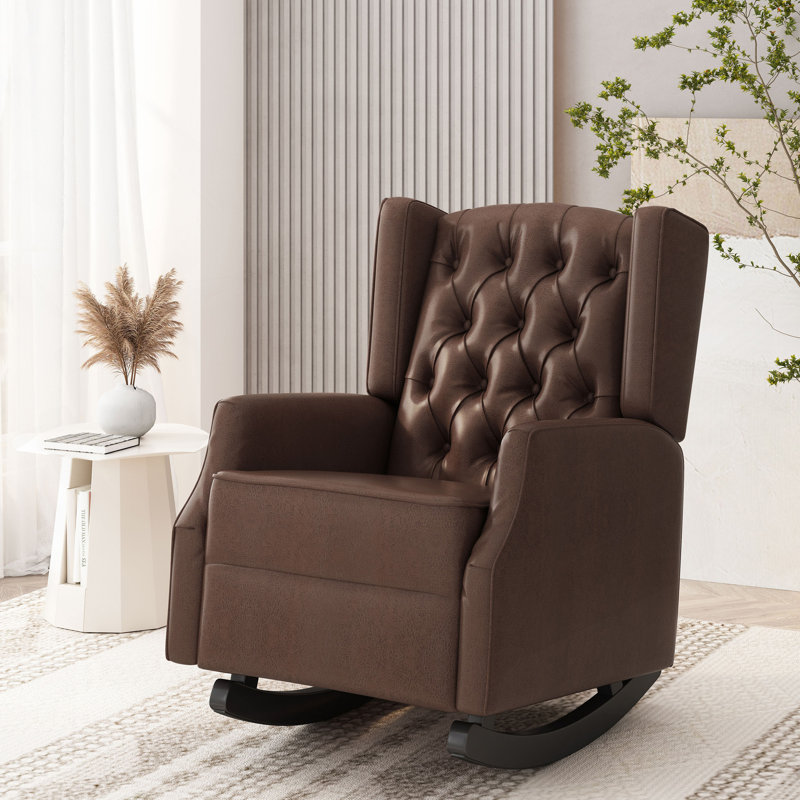 Chaise berçante, Similicuir brun foncé
