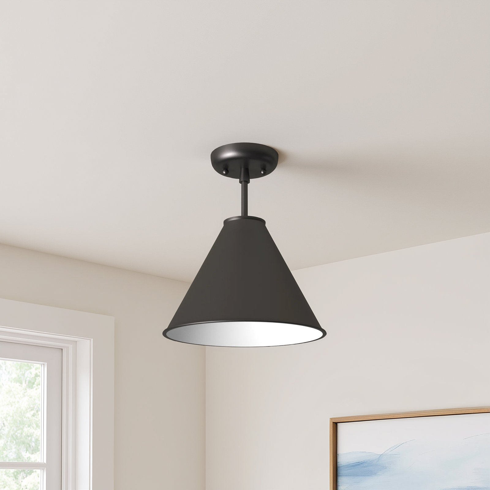 Dimson Single Light Metal Semi Flush Mount, Bronze