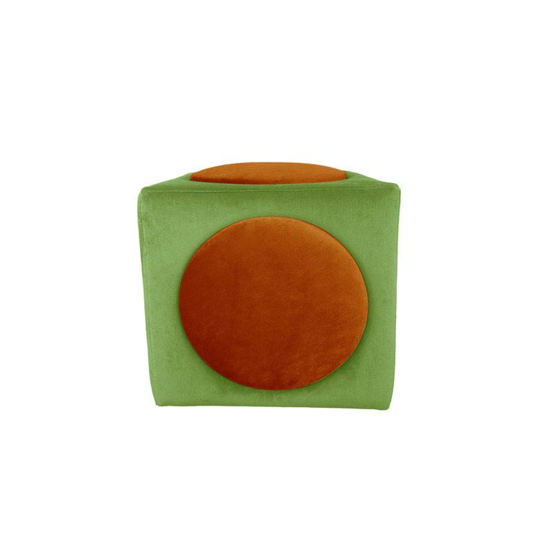 Monocle 42cm Wide Square Solid Colour Footstool Ottoman, Green/Brown
