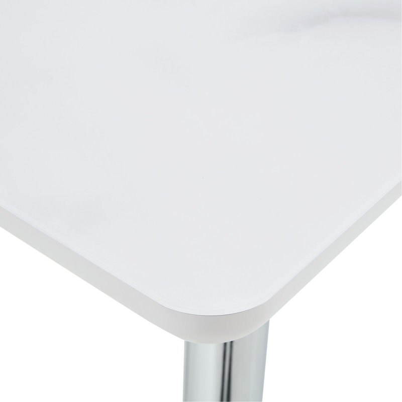 Table de salle à manger rectangulaire moderne et minimaliste, pouvant accueillir de 4 à 6 personnes. Comptoir en verre trempé + panneau de fibres à densité moyenne inférieur, texture imitation marbre, pieds fuselés en métal. Convient aux restaurants minimalistes.
