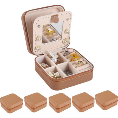 Coffret à bijoux 5 pièces avec miroir brun
