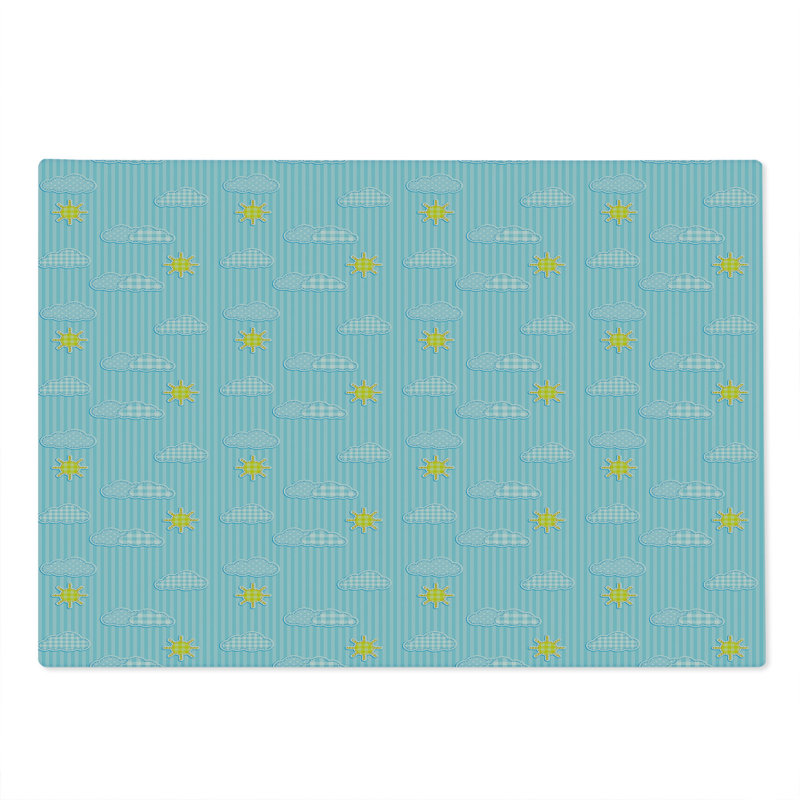 Planche à découper Ambesonne bleu pâle grands nuages et soleil bleu pâle jaune