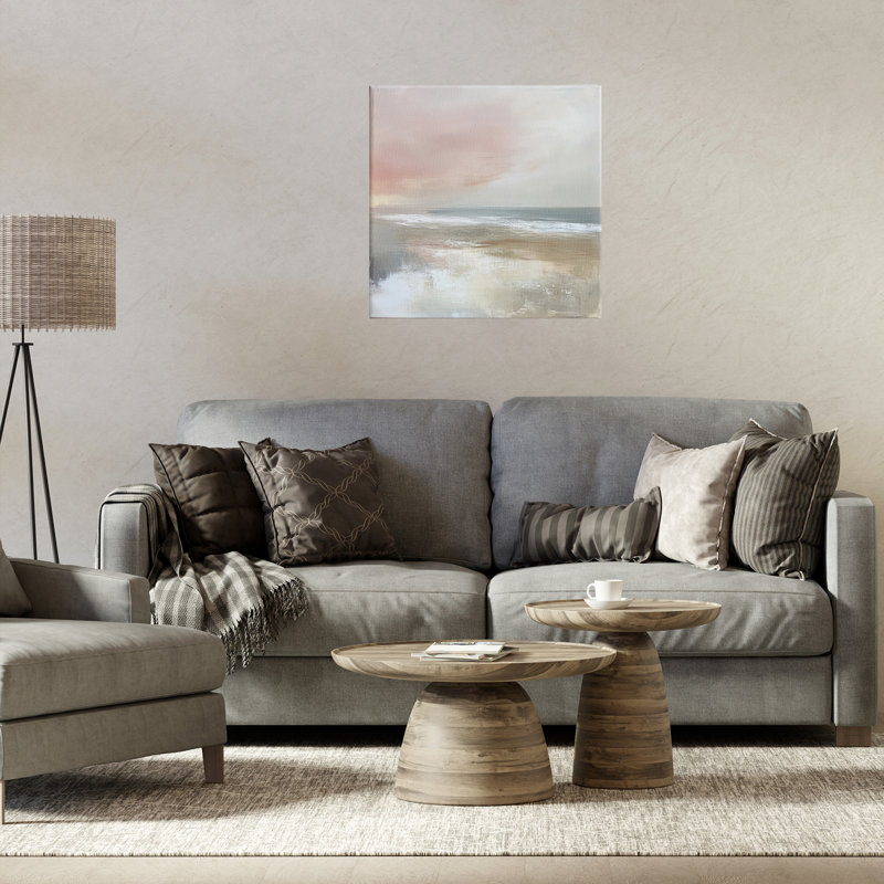 Toile «Mute Landscape Marsh Waters», conception par Petal Prints Design, H 17 po x l 17 po
