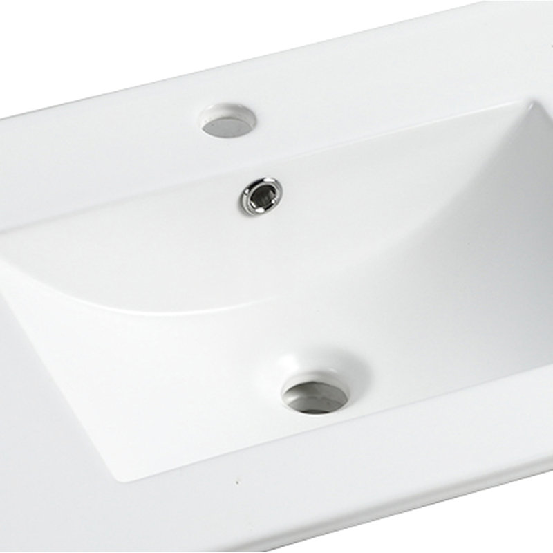 Évier en céramique de 24 po de largeur, 17,82 po de largeur, 6,51 po de hauteur, blanc lustré, facile à installer, avec un poids de 24,85 lb. Largeur, surface lisse de 6,51 po