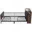 Structure de lit plateforme simple en métal avec lumière, lit simple en métal pour enfants avec tablettes de rangement rembourrées et coulissantes, noir-315279300
