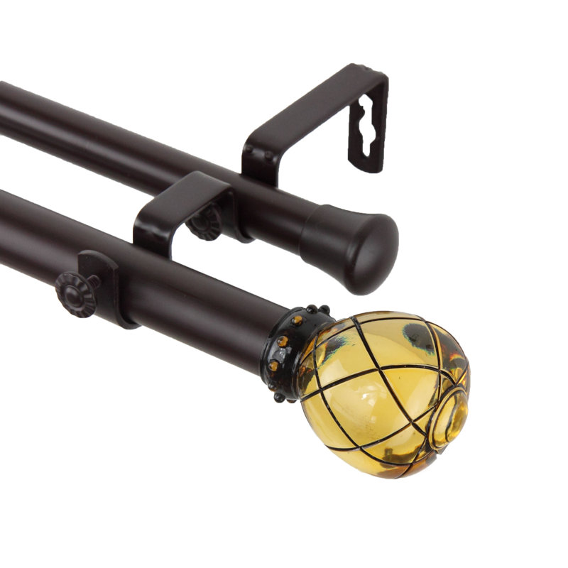Steel Double Curtain Rod, Clear Champagne, 28" - 48" W