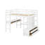 Lit mezzanine double avec bureau intégré, tablettes et tiroirs de rangement