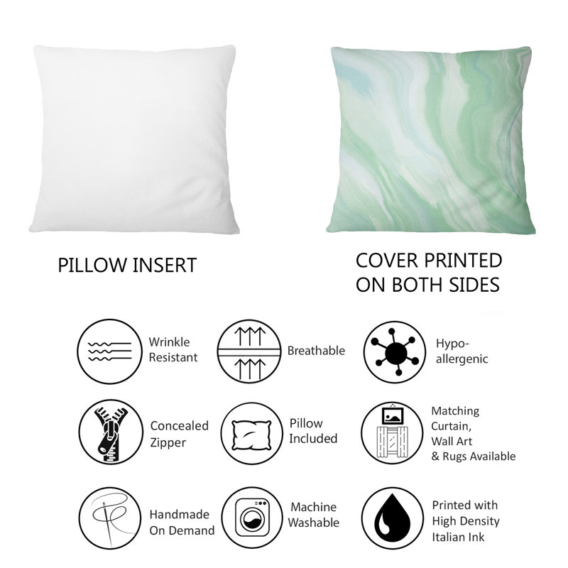 Coussin vert imprimé sarcelle vert sur onyx - imprimé moderne 1