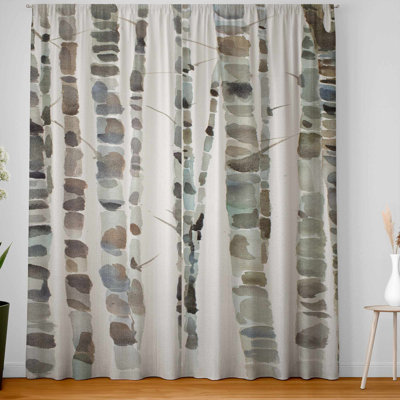 Watercolor Birch Tree Forest Blackout Curtains | Home Decor