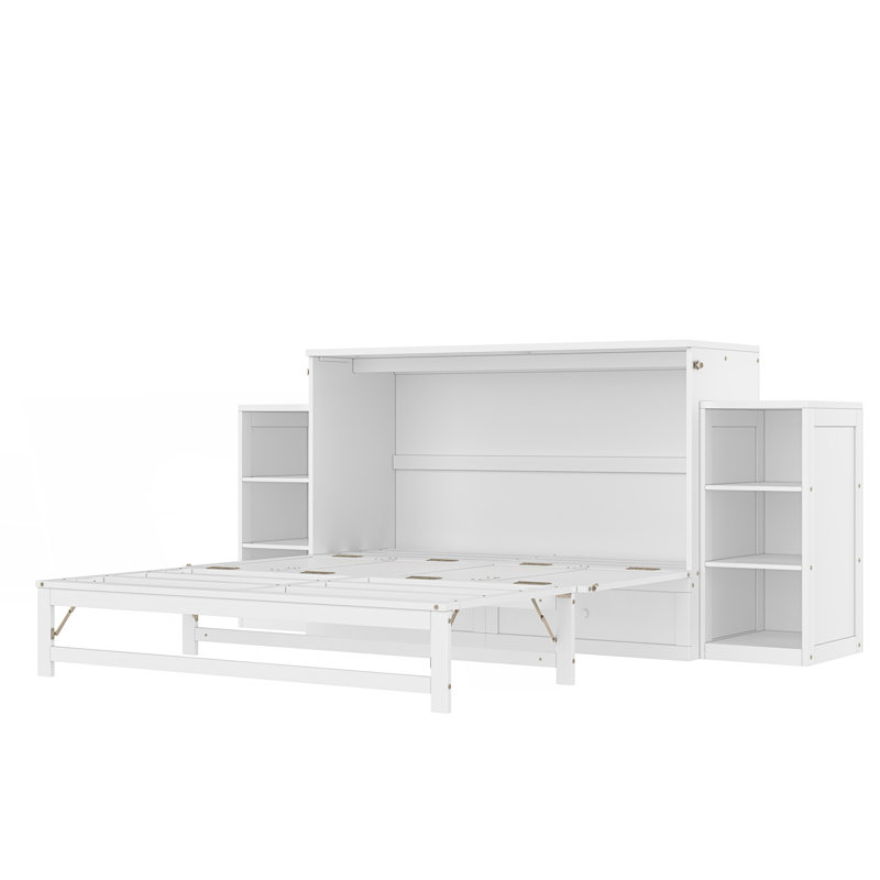 Grand lit escamotable avec rangement, Blanc