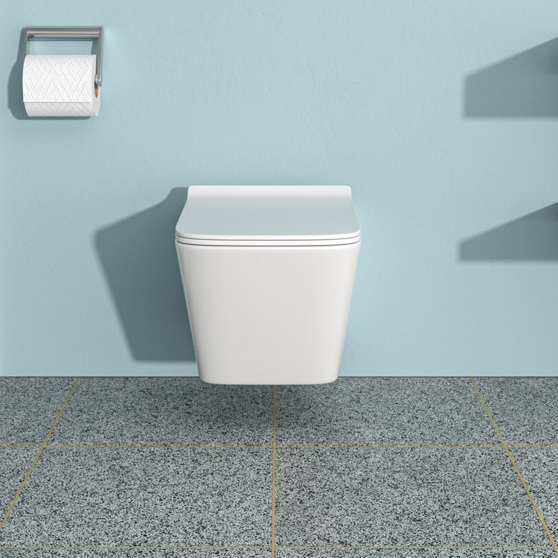 Cuvette de toilette murale avec siège à fermeture douce, blanc