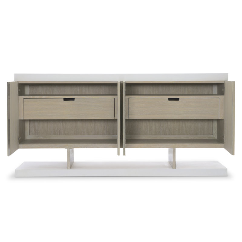 Solaria Transitional 72'' Beige and White Sideboard with Nickel Finish