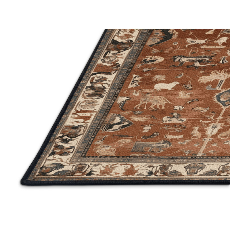 Tapis brun lavable à la machine, Rond 7 pi