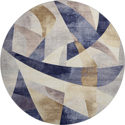 Premium Machine Washable Ashington AMF1836 Swirls Rug