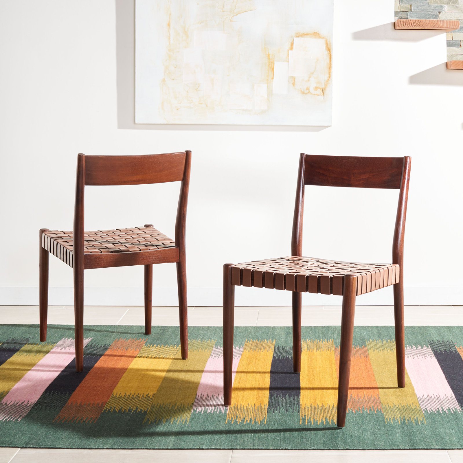 Cosme Solid Wood Side Chair, Brown