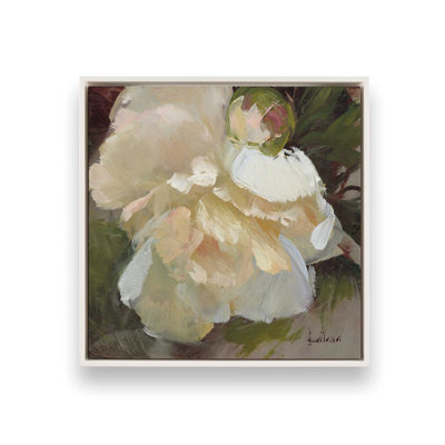 «Graceful White Peony Bloom II», reproduction sur toile 12 po x 12 po