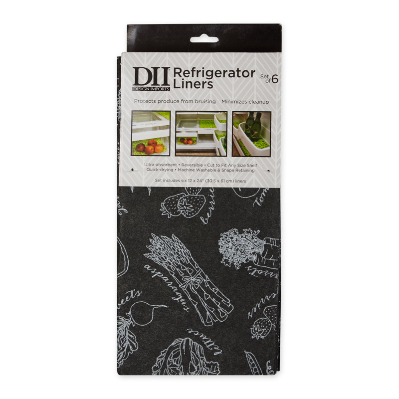 Eggplant Market Print Non-Adhesive Fridge Liners, 12x24, 6 Piece Set