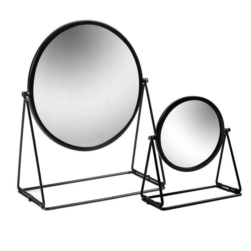 Harbour Housewares - 2 Piece Round Dressing Table Mirror Set - 2 Sizes, Black