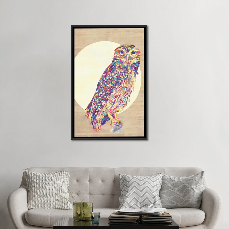 «Owls» sur toile, H 48 po x l 32 po x P 1,5 po, Toile avec cadre noir, Pas de tapis