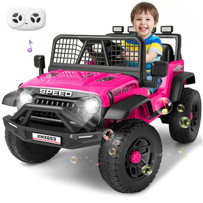 24V Ride On Car With Remote Control,Toddler Electric Car, 2×100W Strong Motors, Shock Springs, Fast/Slow Speeds, Drving/Reverse, LED Light&Music&Horn&Bluetooth