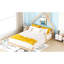 Lit double en bois avec tête de lit en forme de maison - Naturel, solide et solide, sans sommier, teinte pratique et naturelle-933207801-933207807