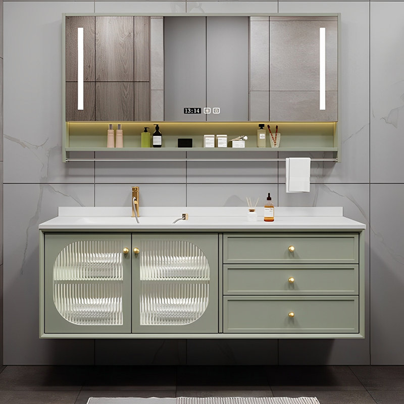 French style modern simple bathroom cabinet, Green, 51"
